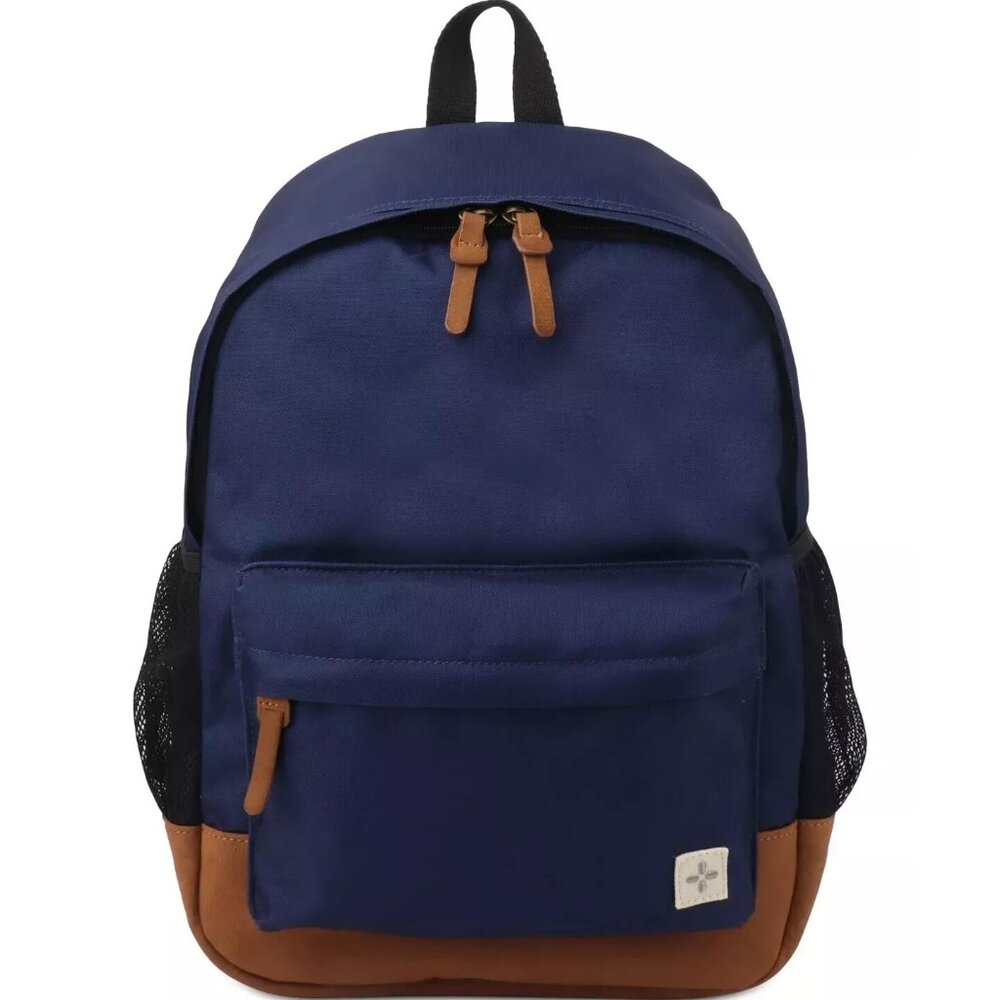 Backpack Book Bag Gray Sun Stone‎ Navy Tan School Laptop Work Travel NWT